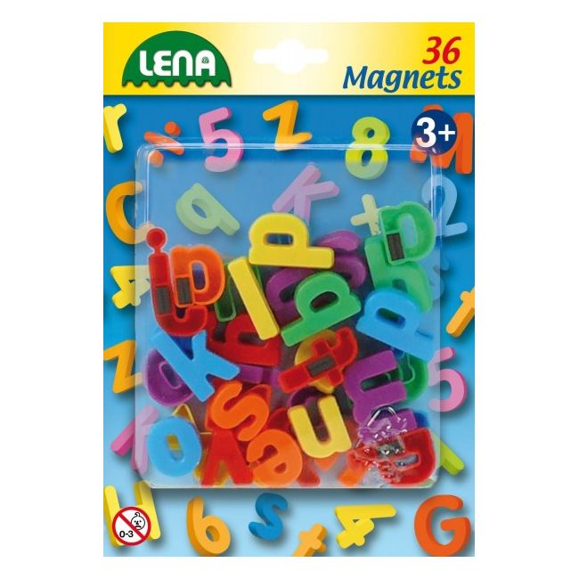 Set litere mici magnetice Lena multicolore 36 piese 3 cm lungime - SOLLE65746