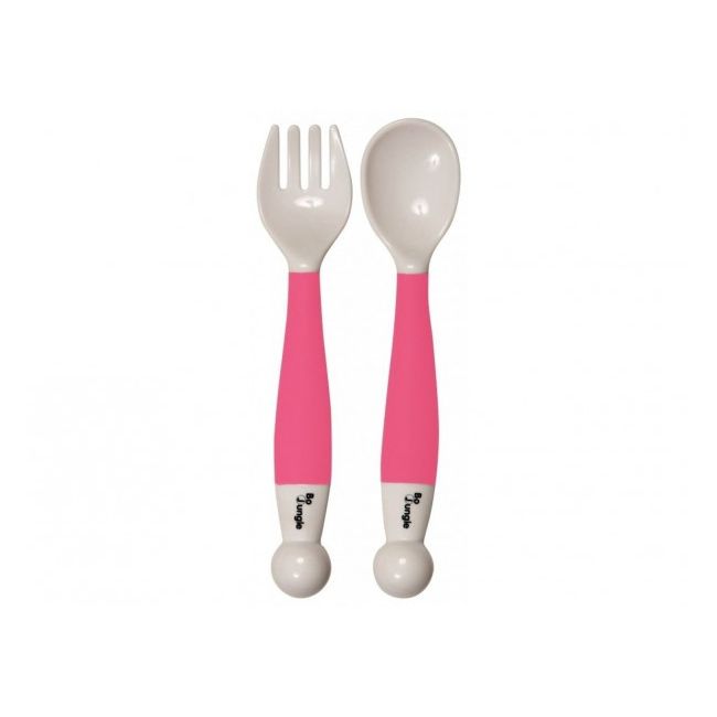 Set tacamuri copii BO Jungle lingurita si furculita roz flexibile - SOLBJB571100