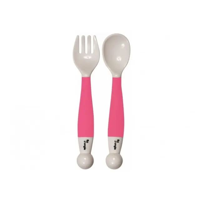 Set tacamuri copii BO Jungle lingurita si furculita roz flexibile - SOLBJB571100