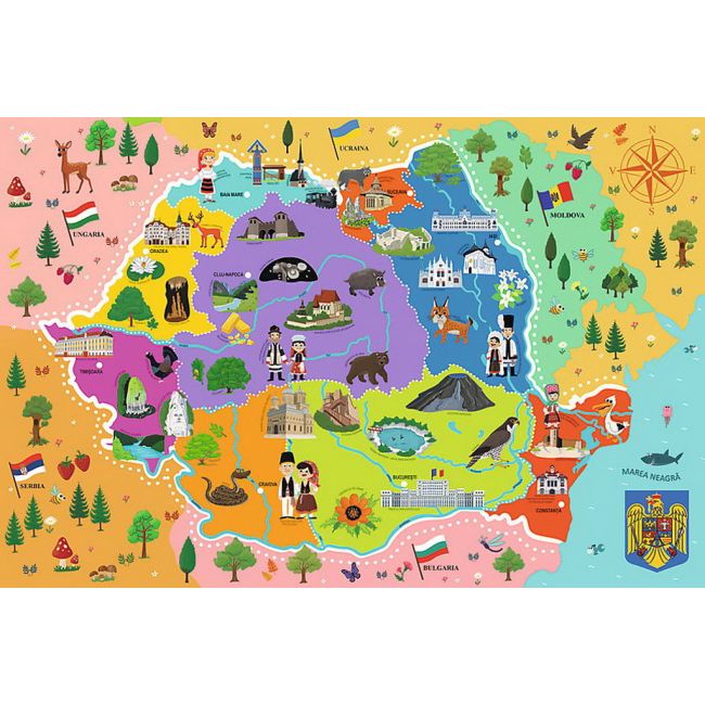 PUZZLE TREFL EDUCATIONAL CU HARTA ROMANIEI VIV15543