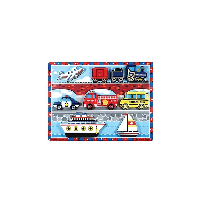 Puzzle lemn in relief Mijloace de transport Melissa and Doug - OKEMD3725