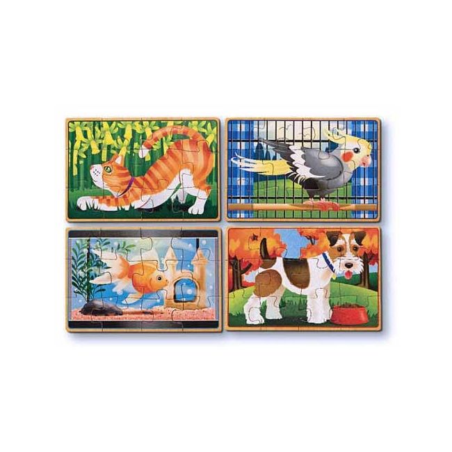 Set 4 puzzle lemn in cutie Animale de companie Melissa and Doug - OKEMD3790