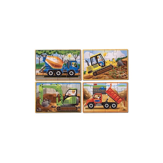 Set 4 puzzle lemn in cutie Vehicule pentru constructii Melissa and Doug - OKEMD3792