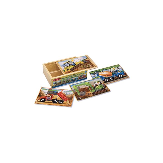 Set 4 puzzle lemn in cutie Vehicule pentru constructii Melissa and Doug - OKEMD3792