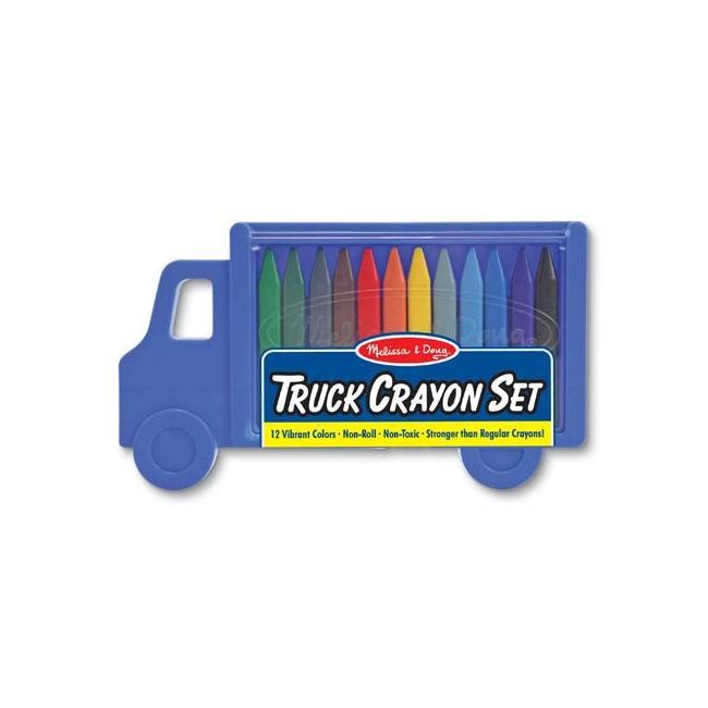 Set creioane colorate triunghiulare Truck Melissa and Doug 12 buc - OKEMD4159