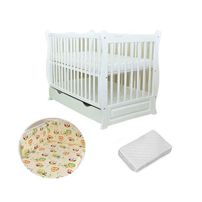 MAMO-TATO - Patut multifunctional Eva Clasic + Saltea Cocos + Lenjerie 3 piese Crem - KFT1222