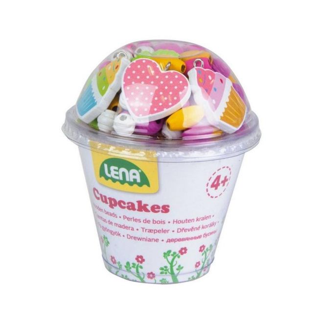 Margele din lemn si 3 pandantive prajituri Lena pentru confectionare bratari si lanticuri  - SOLLE32013
