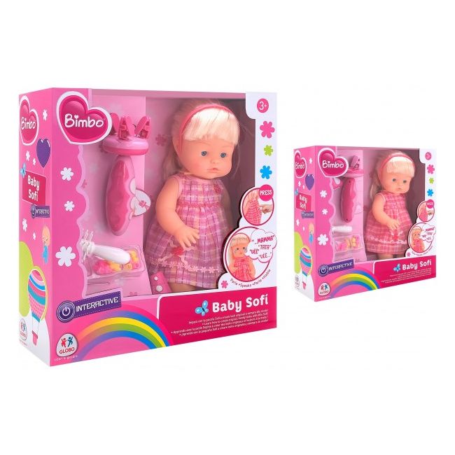 Papusa fetita cu sunete 40 cm Globo Bimbo 38931 cu accesorii frumusete si dispozitiv impletit parul - SOLGL38931