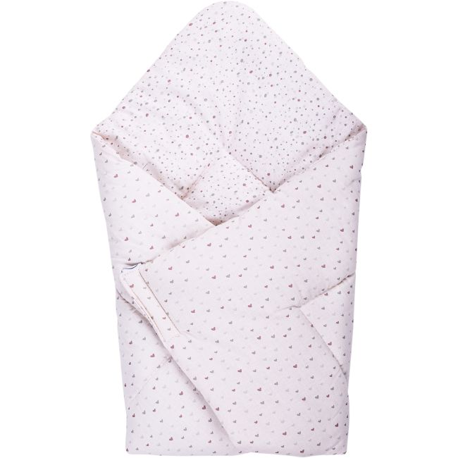 Sac de dormit si paturica pentru carucior 2 in 1 pink hearts - 65x65cm