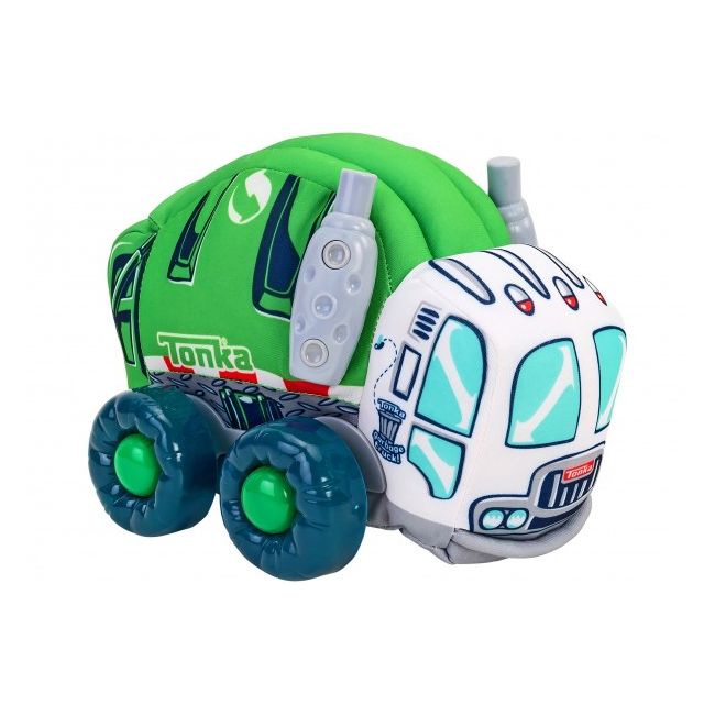 Jucarie moale pentru copii tip masina de Gunoi Globo Tonka cu sunete cu roti si accesorii din plastic Verde - SOLGL07295