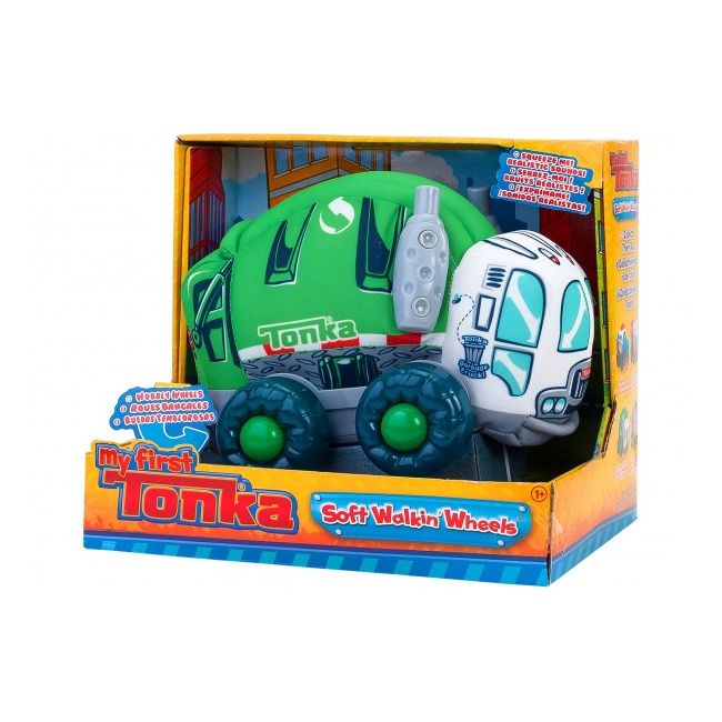 Jucarie moale pentru copii tip masina de Gunoi Globo Tonka cu sunete cu roti si accesorii din plastic Verde - SOLGL07295