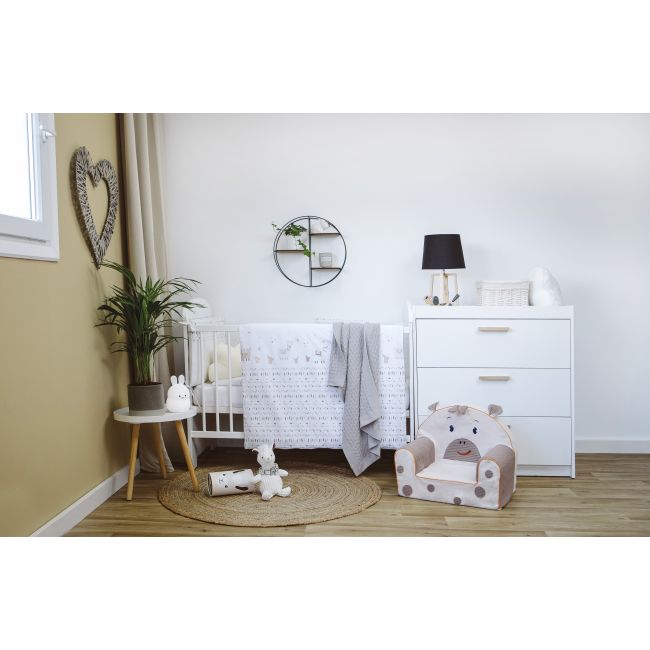 Set de pat pentru bebelusi happy lama - 6 piese - 100% bumbac