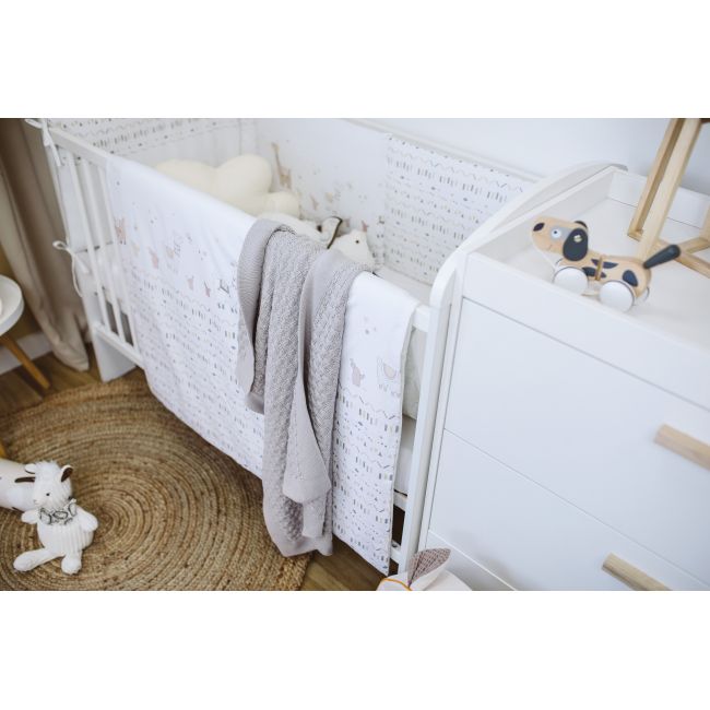 Set de pat pentru bebelusi happy lama - 6 piese - 100% bumbac