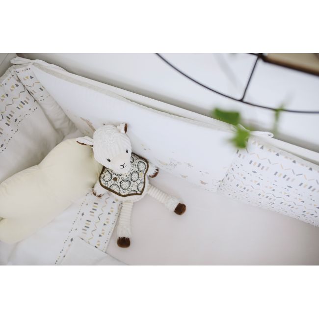 Set de pat pentru bebelusi happy lama - 6 piese - 100% bumbac