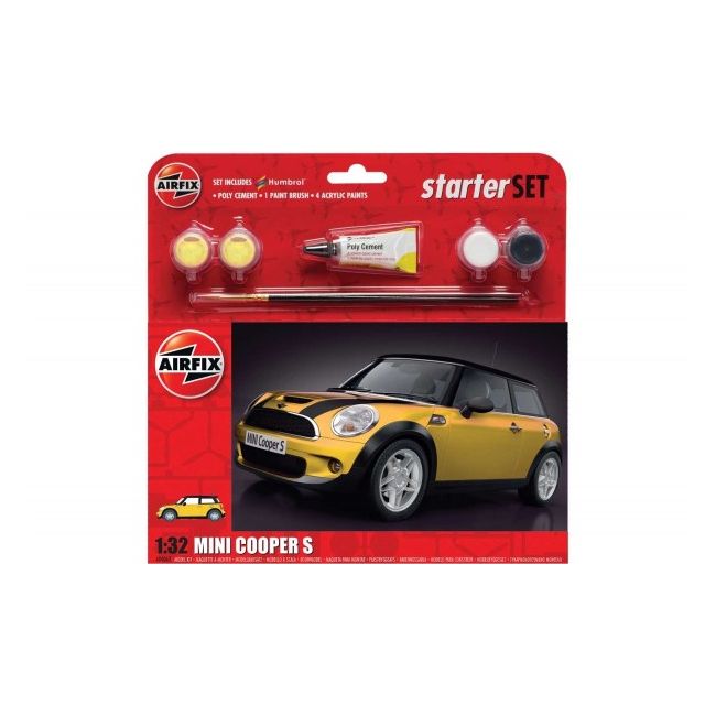 Kit constructie Airfix masina MINI Cooper S Starter Set - Yellow 1:32 - SOLAF55310