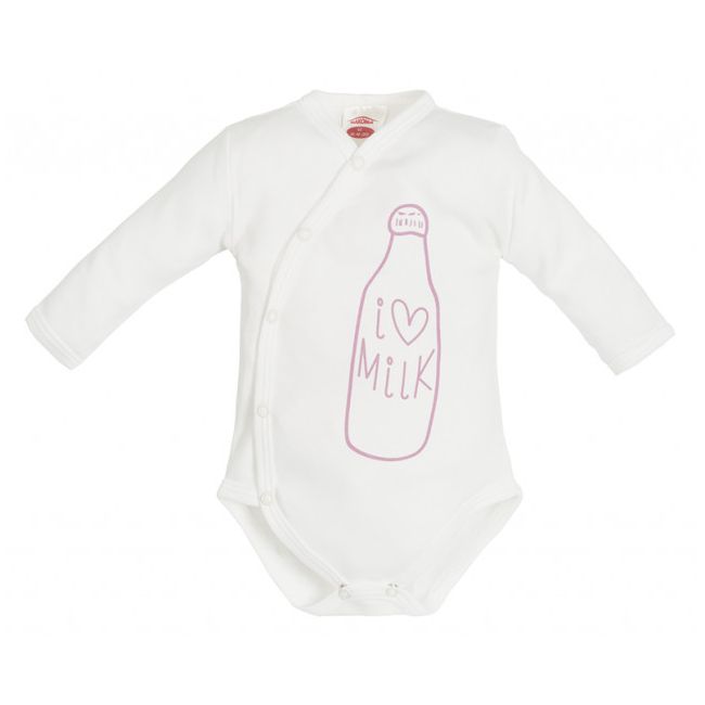 Body pentru bebelusi din bumbac cu capse pe burtica - Milk Girl (Marime Disponibila: 6 luni) MK03198