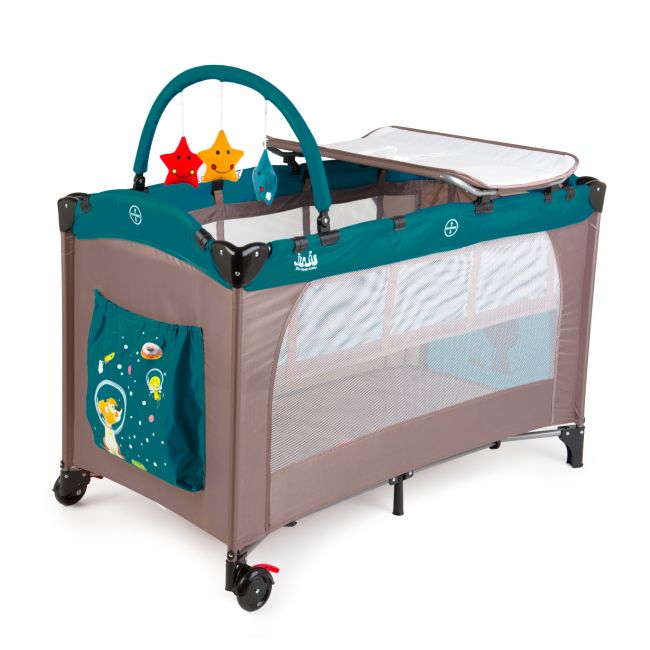 Patut pliant 2 niveluri Juju Sleepy Baby, Space Doggy JUJJU7950-Space-Doggy