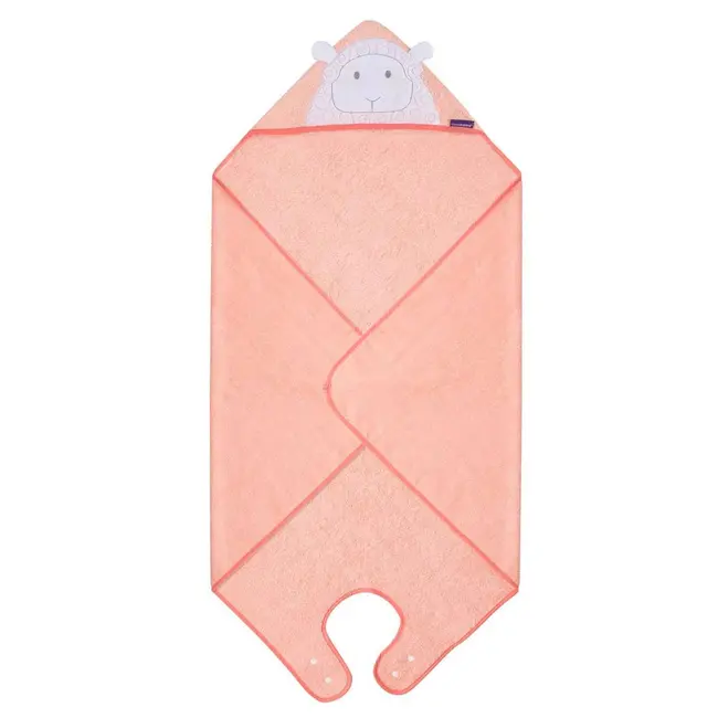 Prosop de baie pentru bebelus si mama Bamboo Lily the Lamb coral Clevamama SUPclvm_3509