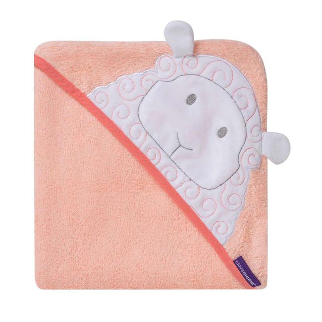 Prosop de baie pentru bebelus si mama Bamboo Lily the Lamb coral Clevamama SUPclvm_3509