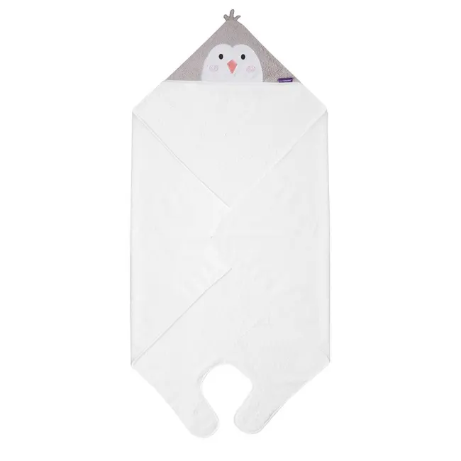 Prosop de baie pentru bebelus si mama Bamboo Penguin white Clevamama SUPclvm_3512