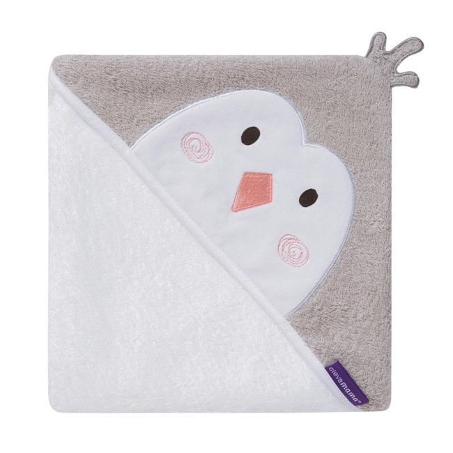 Prosop de baie pentru bebelus si mama Bamboo Penguin white Clevamama SUPclvm_3512