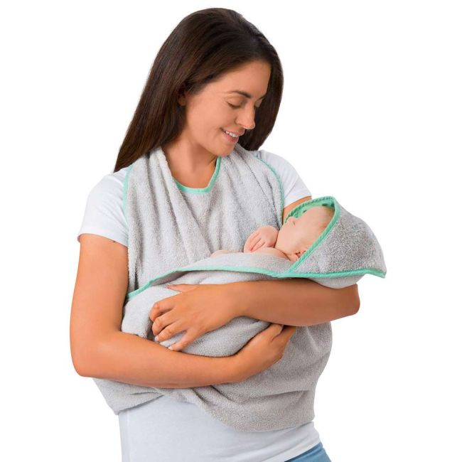 Prosop de baie pentru bebelus si mama grey Clevamama SUPclvm_DU-2920N
