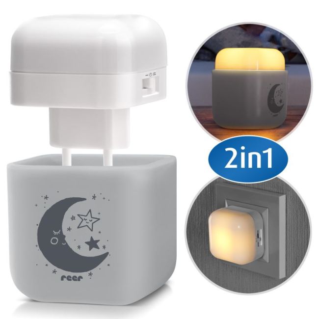 Lampa de veghe 2 in 1 cu LED-uri gri REER 52141
