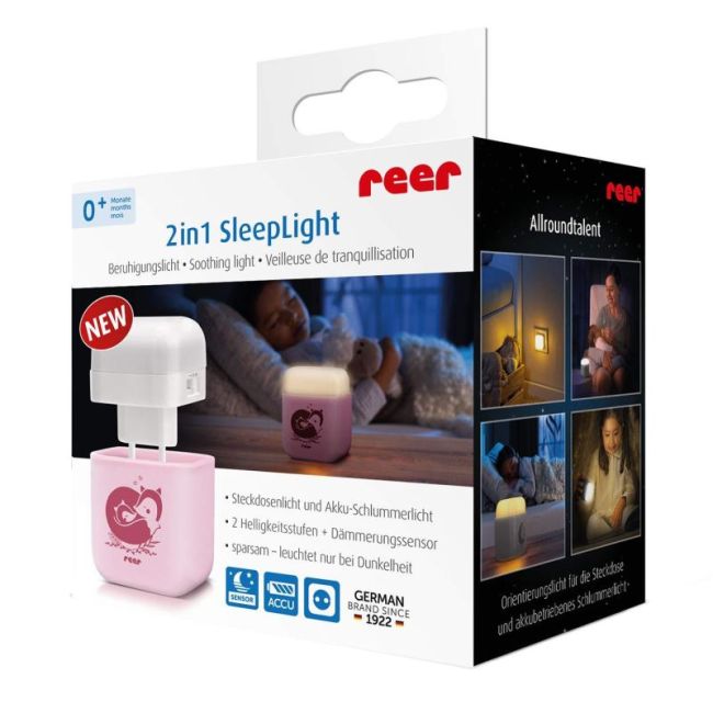 Lampa de veghe 2 in 1 cu LED-uri roz REER 52144