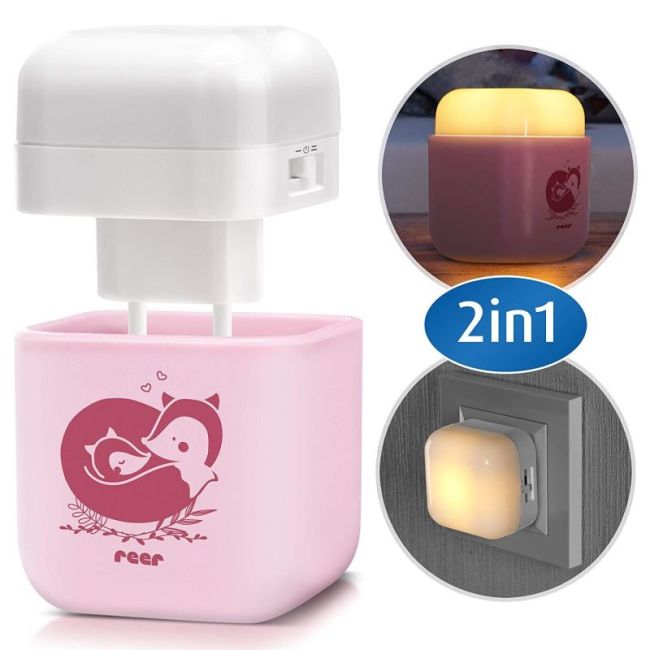 Lampa de veghe 2 in 1 cu LED-uri roz REER 52144