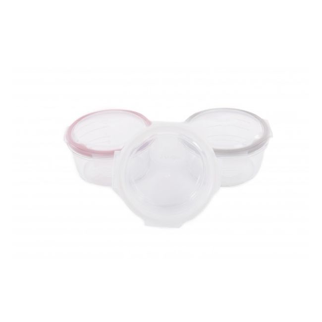 Set 3 Mini Caserole stocare si depozitare mancare BO Jungle pentru bebelusi roz din sticla cu capac 360 ml - SOLBJB500500