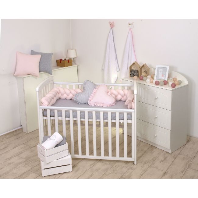 Amy - Baby Nest Si Bumper Impletit, Detasabile, 80 X 50 Cm, Jersey Somon Pjb63935