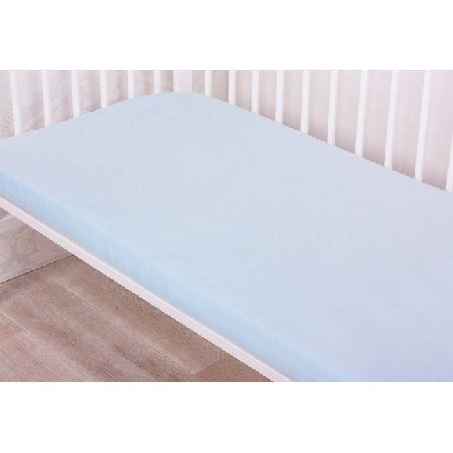 Cearsaf Din Bumbac Jersey Cu Elastic Pe Contur 120x60x15 Cm, Blue Pjbpjb_21_1