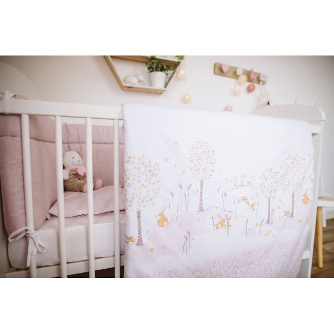 Lenjerie patut 2 piese pink bunny - 100% bumbac