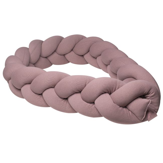 Aparatoare Laterala Pat Bumper Impletit, Cu Inchidere Velcro, Bumbac Tricot Rose, 180x21 Cm Pjb80569