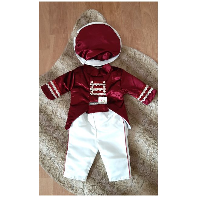 Costum cu frac visiniu din 4 piese pentru botez (Marime Disponibila: 6 luni),MBDR053