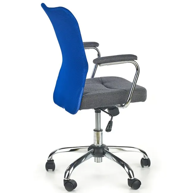Scaun birou copii hm andy, mesh/stofa, ergonomic, cadru cromat, inaltime ajustabila, mecanism balansare, rotire 360 ˚, 102 kg, albastru drm2831