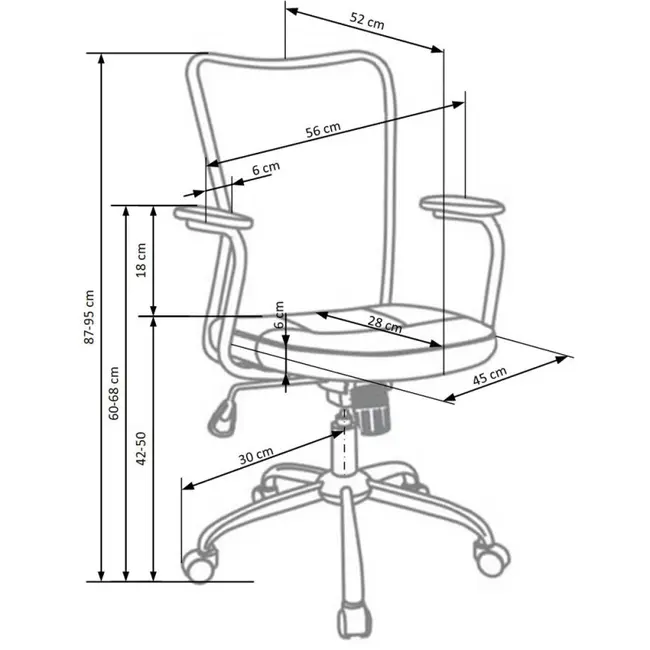 Scaun birou copii hm andy, mesh/stofa, ergonomic, cadru cromat, inaltime ajustabila, mecanism balansare, rotire 360 ˚, 102 kg, albastru drm2831