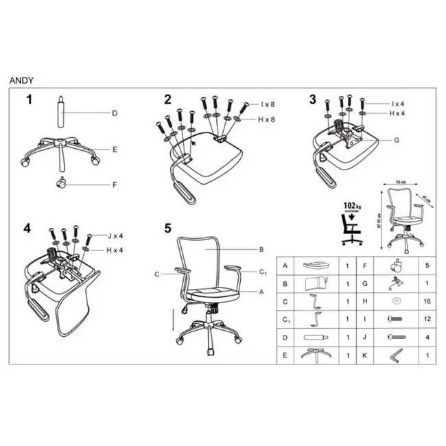 Scaun birou copii hm andy, mesh/stofa, ergonomic, cadru cromat, inaltime ajustabila, mecanism balansare, rotire 360 ˚, 102 kg, albastru drm2831