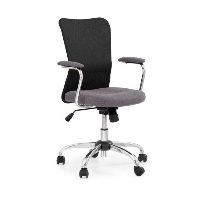 Scaun birou copii hm andy, roti pivotante, mecanism balans, inaltime ajustabila, stofa/piele ecologica, cu brate, 102 kg, negru drm8654