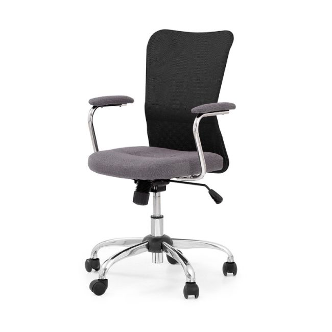 Scaun birou copii hm andy, roti pivotante, mecanism balans, inaltime ajustabila, stofa/piele ecologica, cu brate, 102 kg, negru drm8654