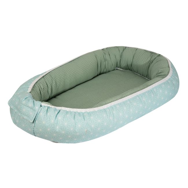 Amy - Suport De Dormit Babynest, Reversibil, 70x45 Cm, Origami Waffle Verde Pjb69331
