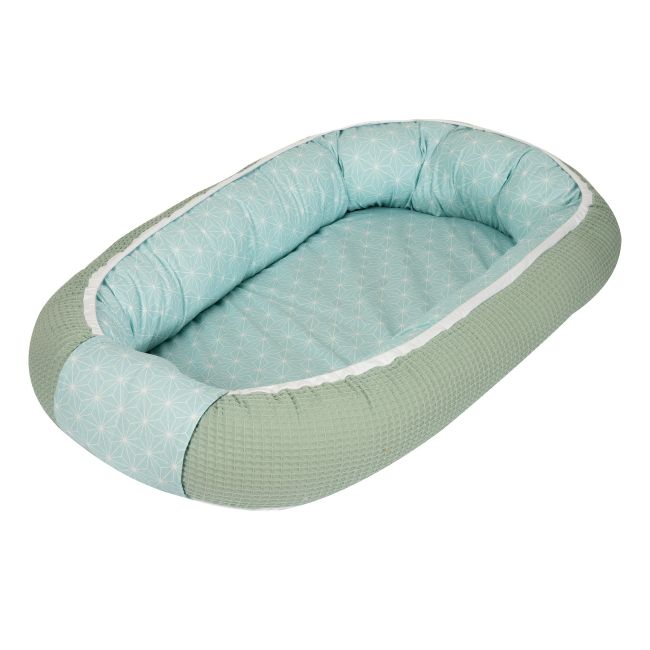 Amy - Suport De Dormit Babynest, Reversibil, 70x45 Cm, Origami Waffle Verde Pjb69331