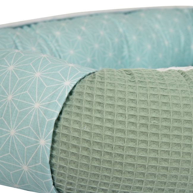 Amy - Suport De Dormit Babynest, Reversibil, 70x45 Cm, Origami Waffle Verde Pjb69331