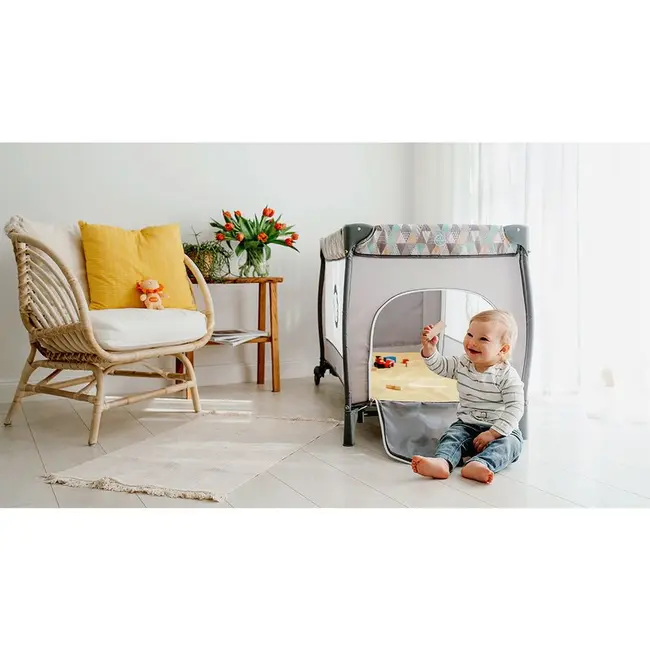 Lionelo - Patut pliant cu doua nivele Sven Plus, 120x60 cm, arcada jucarii, masuta de infasat, vibratii, melodii, Turcoaz/Gri BYNLO-SvenPlus_Tq/Grey