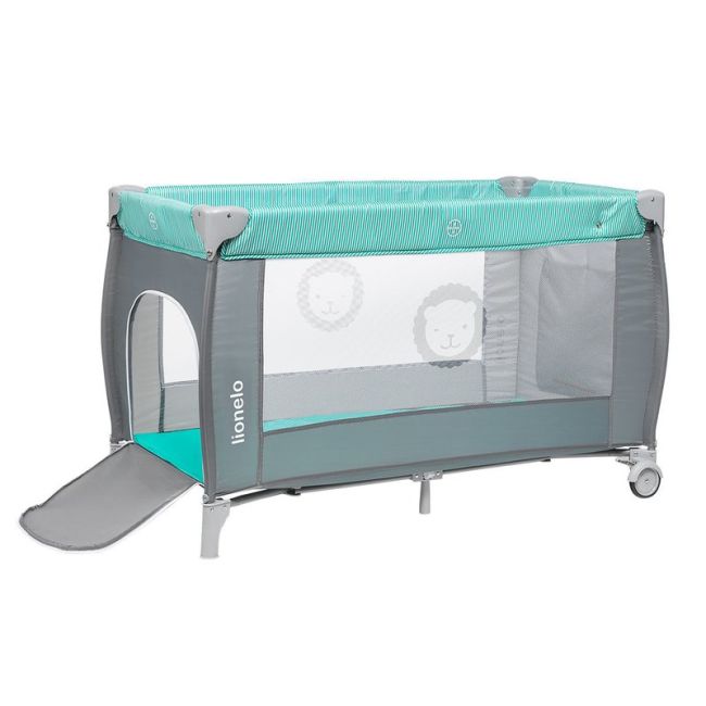 Lionelo - Patut pliant cu doua nivele Sven Plus, 120x60 cm, arcada jucarii, masuta de infasat, vibratii, melodii, Turcoaz/Gri BYNLO-SvenPlus_Tq/Grey