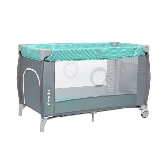 Lionelo - Patut pliant cu doua nivele Sven Plus, 120x60 cm, arcada jucarii, masuta de infasat, vibratii, melodii, Turcoaz/Gri BYNLO-SvenPlus_Tq/Grey