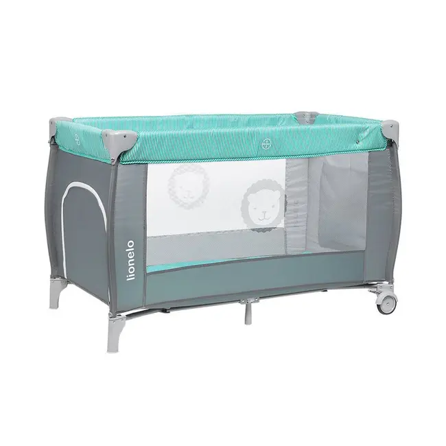 Lionelo - Patut pliant cu doua nivele Sven Plus, 120x60 cm, arcada jucarii, masuta de infasat, vibratii, melodii, Turcoaz/Gri BYNLO-SvenPlus_Tq/Grey