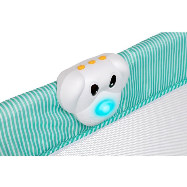 Lionelo - Patut pliant cu doua nivele Sven Plus, 120x60 cm, arcada jucarii, masuta de infasat, vibratii, melodii, Turcoaz/Gri BYNLO-SvenPlus_Tq/Grey