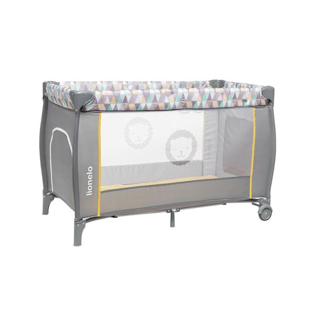 Lionelo - Patut pliant cu doua nivele Sven Plus, 120x60 cm, arcada jucarii, masuta de infasat, vibratii, melodii, Yellow Scandi BYNLO-Sven Plus_Yellow_Scandi