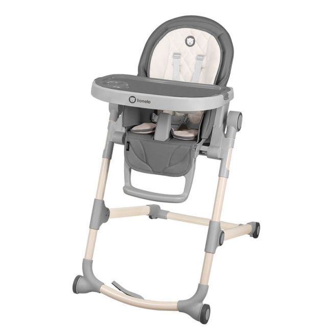 Lionelo - Scaun de masa Reglabil Cora Stone Pliabil din Metal, Plastic, Bumbac, Gri BYNLO-CORA_STONE